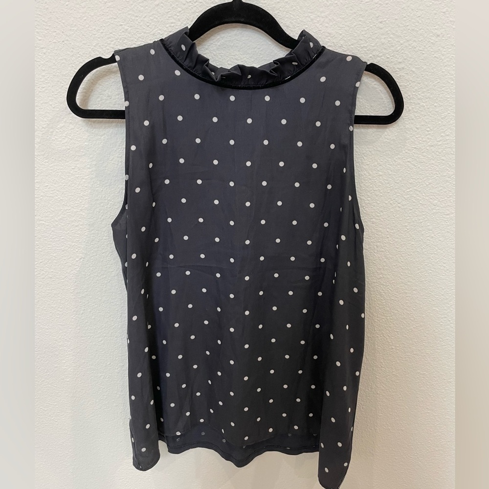 LOFT Polka Dot Ruffle Neck Blouse